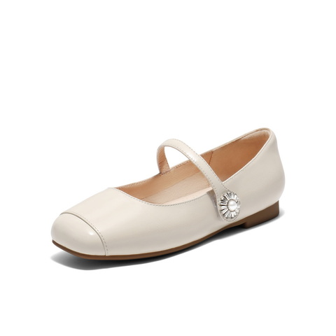 百丽气质玛丽珍鞋女2025春新商场同款真皮方头单鞋D7P1DAQ5