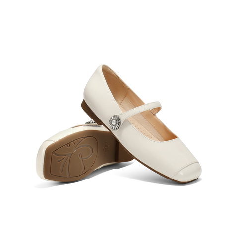 百丽气质玛丽珍鞋女2025春新商场同款真皮方头单鞋D7P1DAQ5