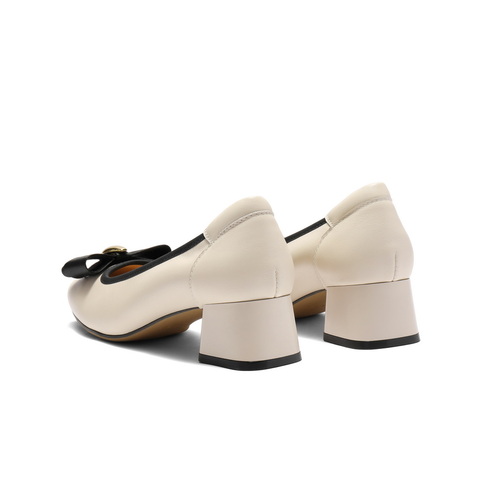 百丽气质优雅单鞋女2025春新商场同款真皮粗跟单鞋D8Q1DAQ5