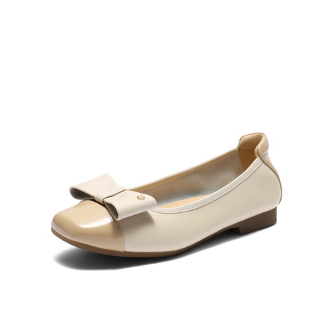 百丽舒适软底平底便鞋女2025春新商场同款真皮通勤单鞋D8G1DAQ5