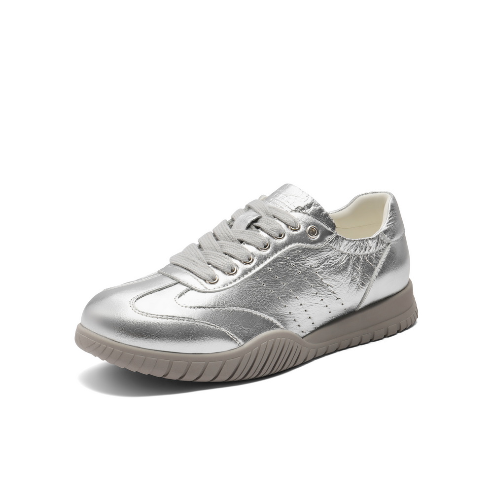 百丽薄底阿甘鞋女2025春新商场同款真皮运动风休闲鞋D8M1DAM5