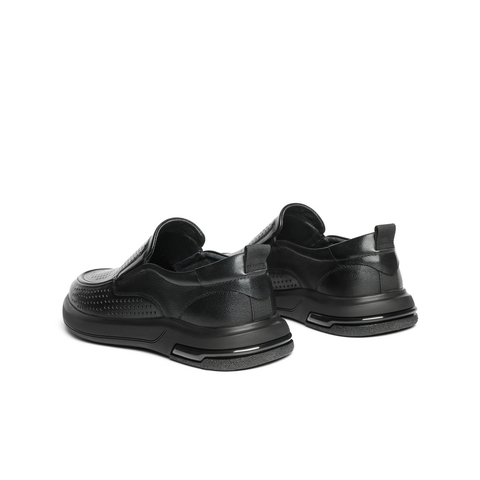 百丽打孔透气商务鞋男2025夏新牛皮革厚底一脚蹬休闲皮鞋A1937BM5