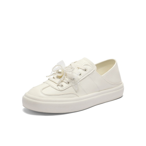 百丽便捷两穿德训鞋女2025秋新商场同款真皮百搭小白鞋D8Y1DCM5