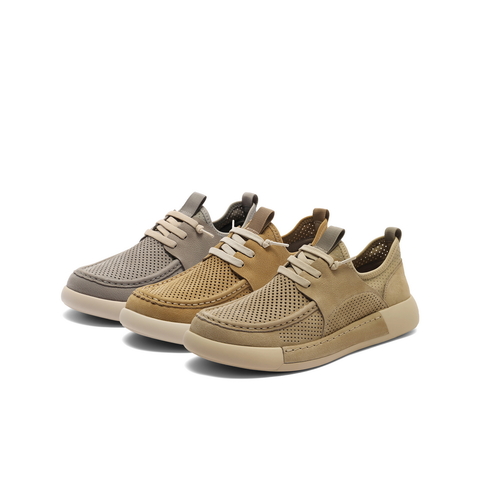 百丽打孔透气户外工装鞋男2025夏季新舒适厚底套脚休闲鞋A2000BM5