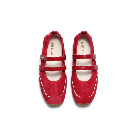 百丽芭蕾风网休闲鞋女2025夏新商场同款双魔术贴玛丽珍鞋D8L1DBQ5