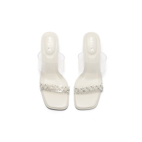 百丽优雅一字拖鞋女2025夏新商场同款珍珠一字带拖鞋D8E1DBT5