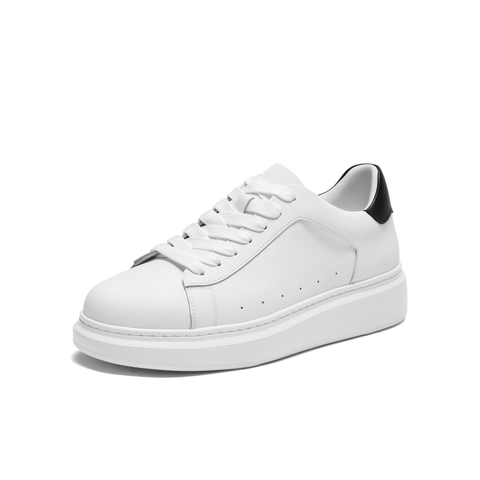 百丽时尚百搭小白鞋男2025新款秋季牛皮革厚底休闲板鞋D5R20CM5