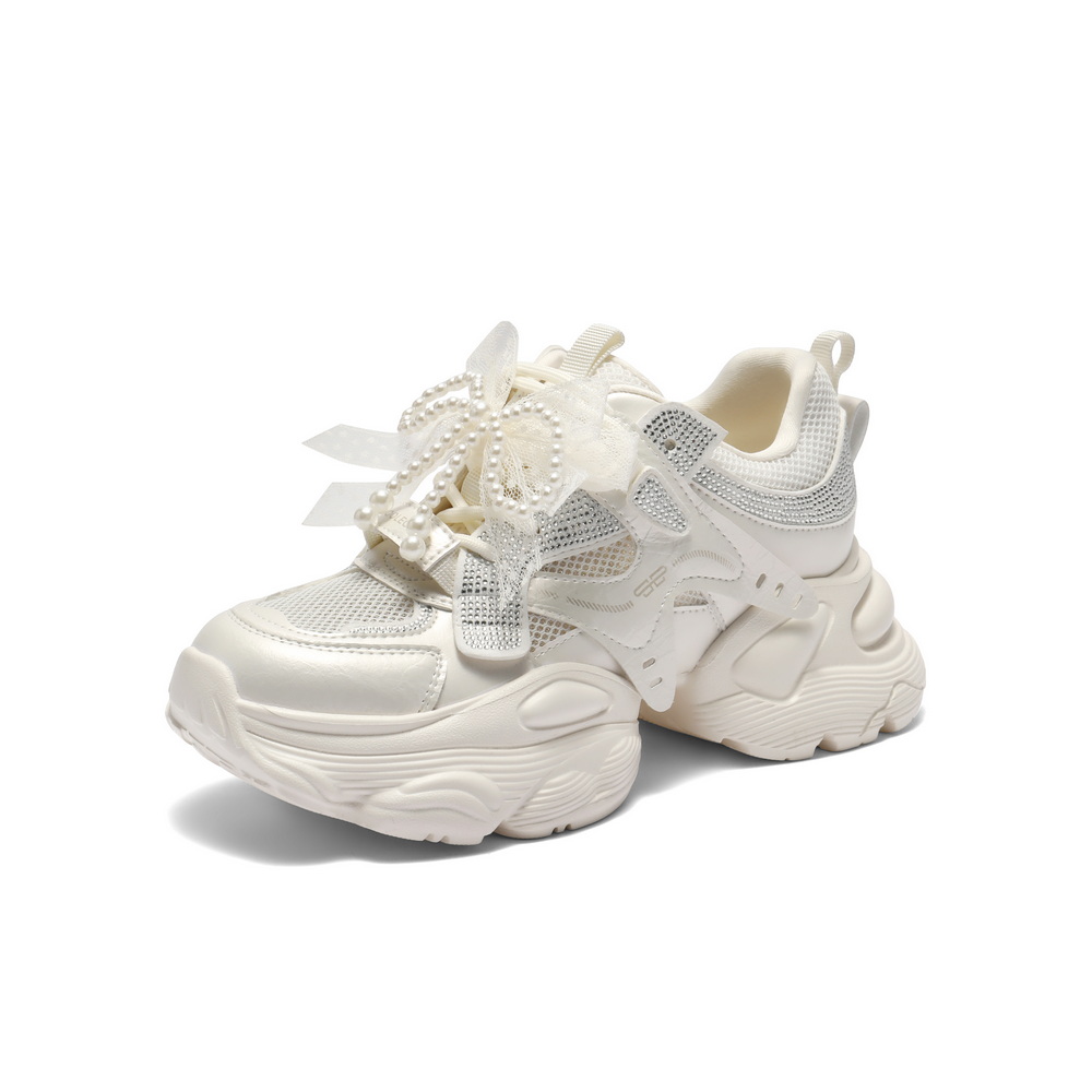 百丽时尚闪钻网老爹鞋女2025夏新厚底增高休闲鞋D9H1DBM5