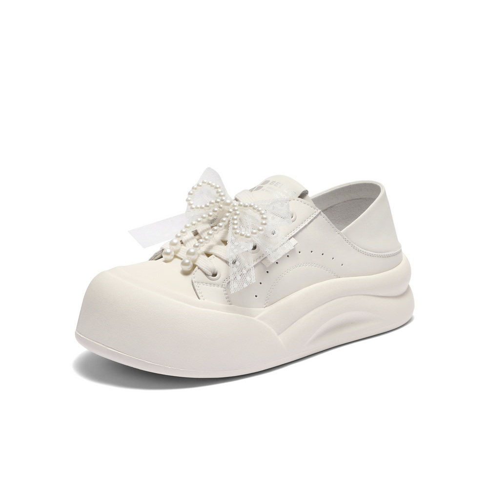 百丽可两穿板鞋女2025秋新可爱蝴蝶结厚底增高休闲鞋B2629CM5