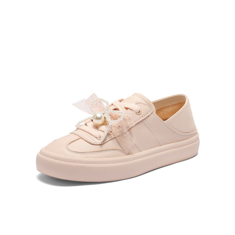 百丽便捷两穿德训鞋女2025秋新商场同款真皮百搭小白鞋D8Y1DCM5