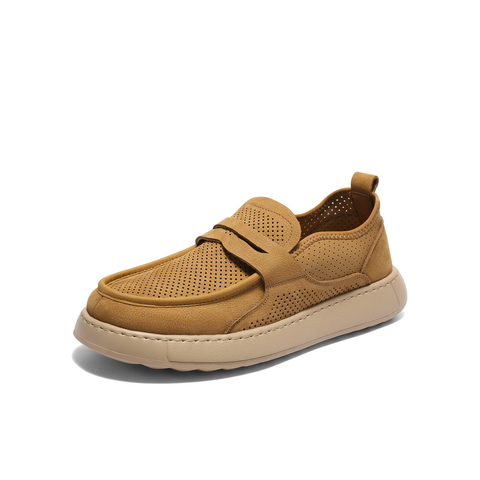 百丽打孔透气休闲鞋男2025新款夏季软底舒适一脚蹬工装鞋A2011BM5