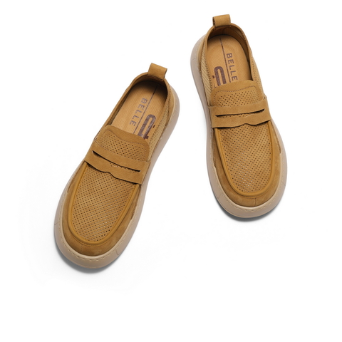 百丽打孔透气休闲鞋男2025新款夏季软底舒适一脚蹬工装鞋A2011BM5