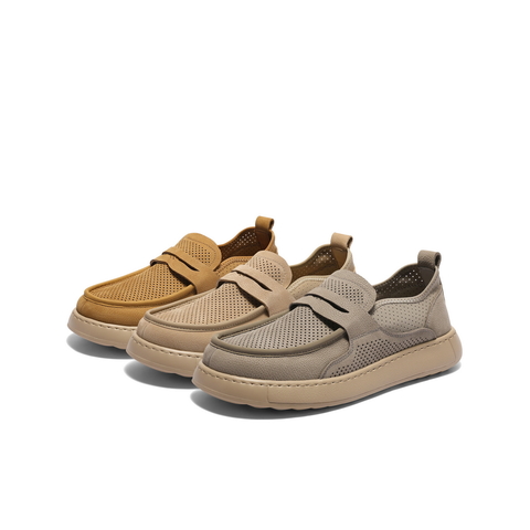 百丽打孔透气休闲鞋男2025新款夏季软底舒适一脚蹬工装鞋A2011BM5