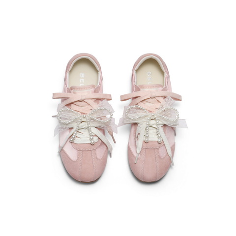 百丽青春蝴蝶结德训鞋女2025春新薄底休闲运动鞋B2636AM5