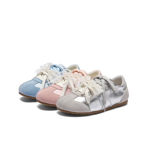 百丽青春蝴蝶结德训鞋女2025春新薄底休闲运动鞋B2636AM5