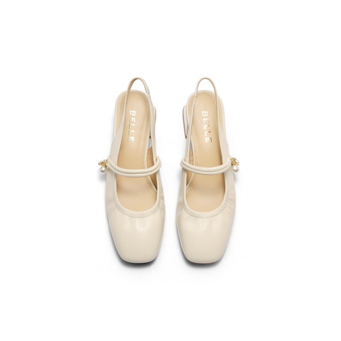 百丽气质包头凉鞋女2025夏新商场同款真皮粗高跟凉鞋D8P1DBH5