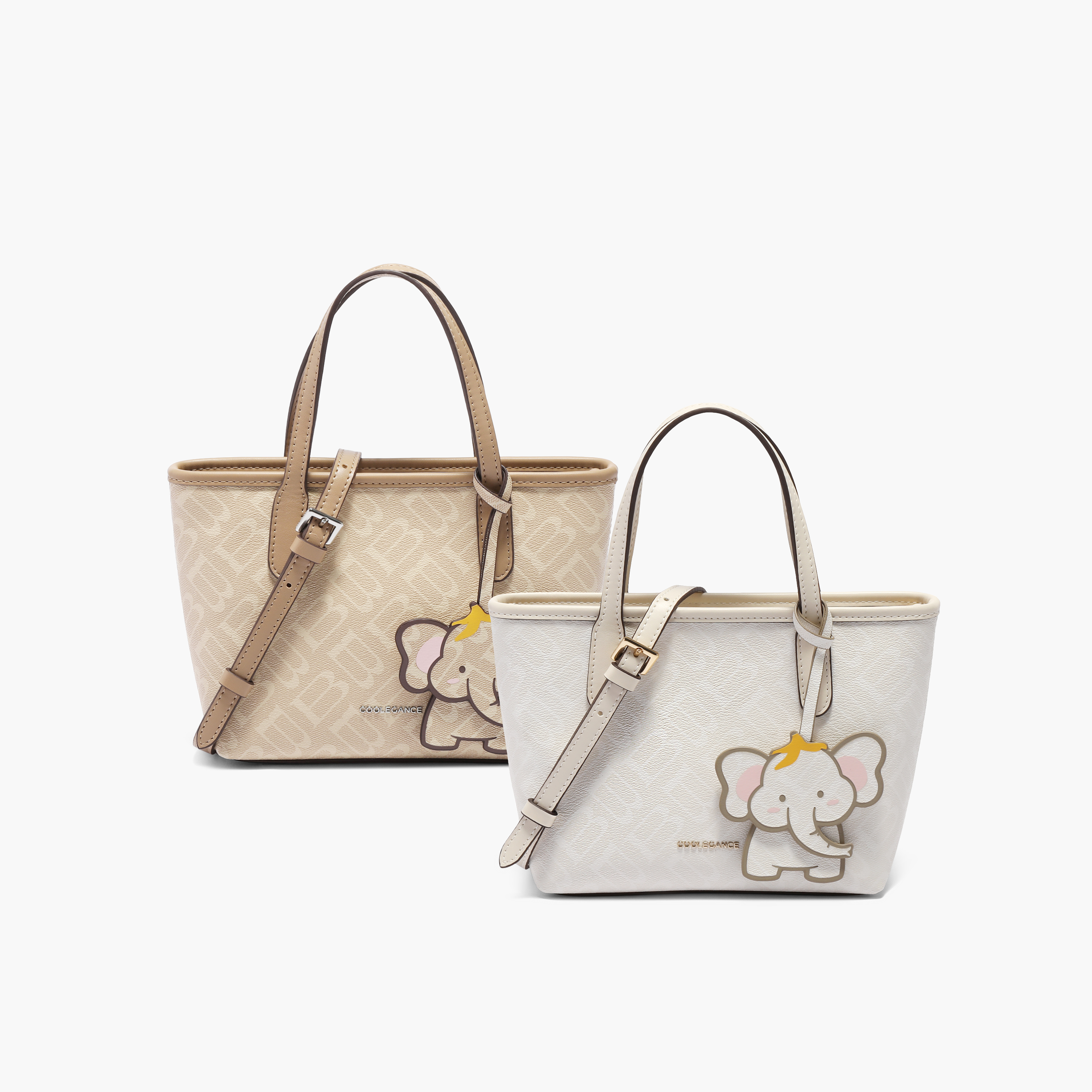 百丽包女25夏商场同款复古老花小飞象斜挎手提小号托特包X7381BX5