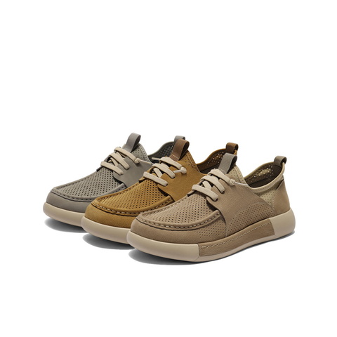 百丽打孔透气户外工装鞋男2025夏季新舒适厚底套脚休闲鞋A2000BM5