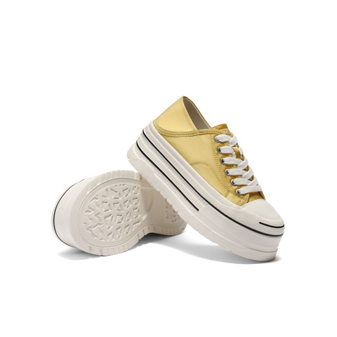 百丽厚底增高帆布鞋女2025秋新便捷一鞋两穿休闲板鞋B2673CM5