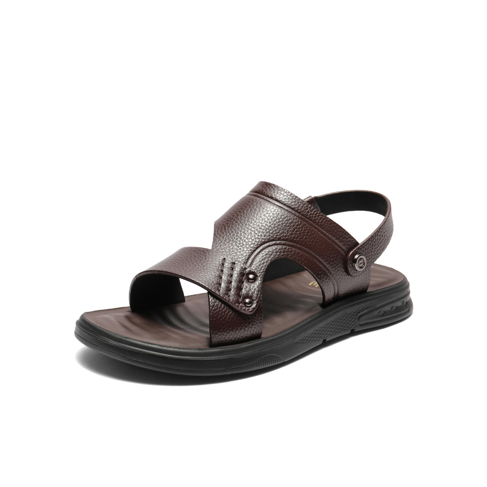 百丽舒适休闲凉鞋男2025新款夏季商场同款牛皮革凉拖两穿8UQ01BL5