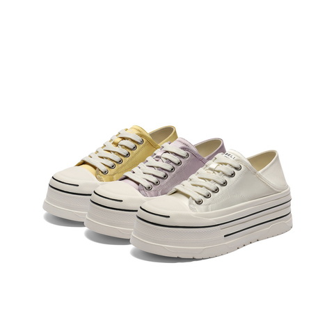 百丽厚底增高帆布鞋女2025秋新便捷一鞋两穿休闲板鞋B2673CM5