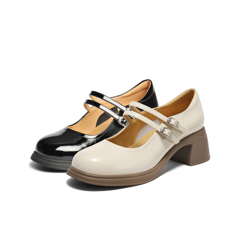 百丽复古双条带玛丽珍鞋女2025秋新商场同款真皮高跟单鞋3A616CQ5