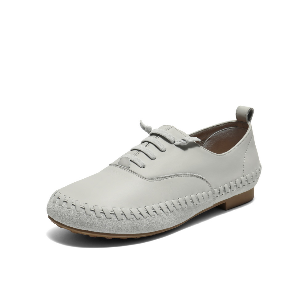 百丽小众时尚牛津鞋女2025秋新商场同款真皮薄底单鞋E2A1DCM5