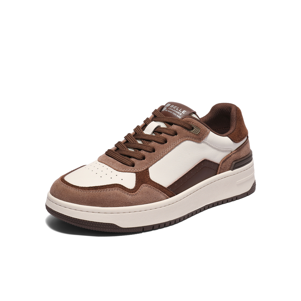 百丽拼接撞色休闲板鞋2025新款秋季厚底增高简约潮流男鞋A2044CM5