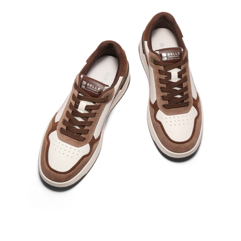 百丽拼接撞色休闲板鞋2025新款秋季厚底增高简约潮流男鞋A2044CM5