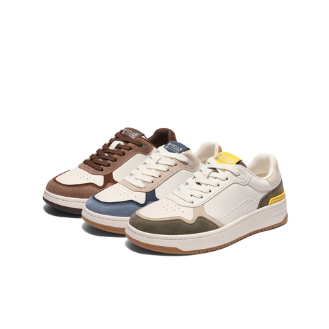 百丽拼接撞色休闲板鞋2025新款秋季厚底增高简约潮流男鞋A2044CM5