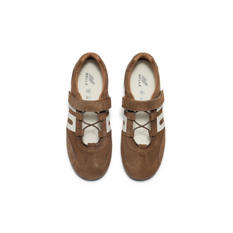 百丽时尚撞色阿甘鞋女2025秋新商场同款薄底免系带休闲鞋E2Q1DCM5