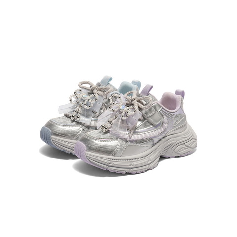 百丽潮酷撞色老爹鞋童2025秋新商场同款厚底蝴蝶结休闲鞋V7122C85