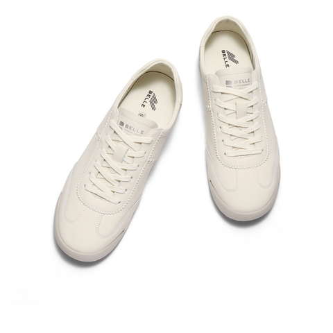 百丽百搭休闲小白鞋男2025新款秋款牛皮革商场同款德训鞋8UF01CM5