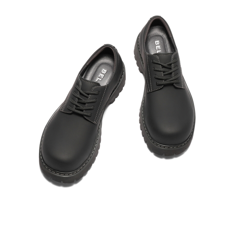 百丽厚底增高休闲鞋男鞋2025新款秋季复古英伦工装大头鞋A2040CM5