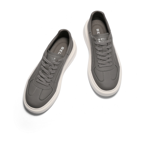 百丽厚底增高面包鞋男2025新款秋季时尚潮搭黑色休闲板鞋A2104CM5