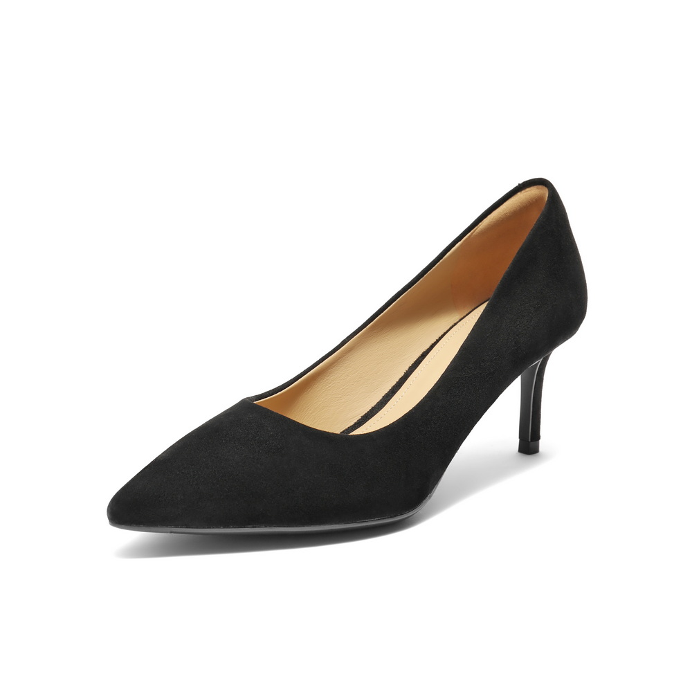 百丽优雅高跟单鞋女2025秋新商场同款真皮绒面通勤单鞋3O412CQ5