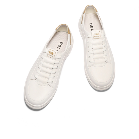 百丽时尚百搭小白鞋男2025新款秋商场同款牛皮革休闲板鞋D2M10CM5