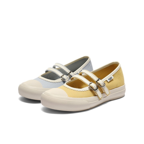 百丽轻便薄底休闲玛丽珍鞋女2025秋新双条带舒适帆布鞋B2674CQ5