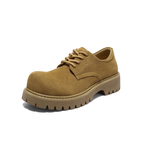 百丽厚底增高休闲鞋男鞋2025新款秋季复古英伦工装大头鞋A2040CM5