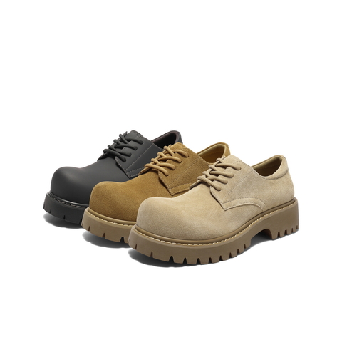 百丽厚底增高休闲鞋男鞋2025新款秋季复古英伦工装大头鞋A2040CM5