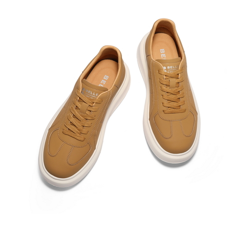 百丽厚底增高面包鞋男2025新款秋季时尚潮搭黑色休闲板鞋A2104CM5