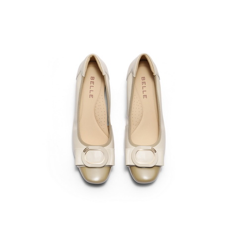 百丽气质方跟浅口单鞋女2025秋新商场同款真皮通勤单鞋E1A1DCQ5