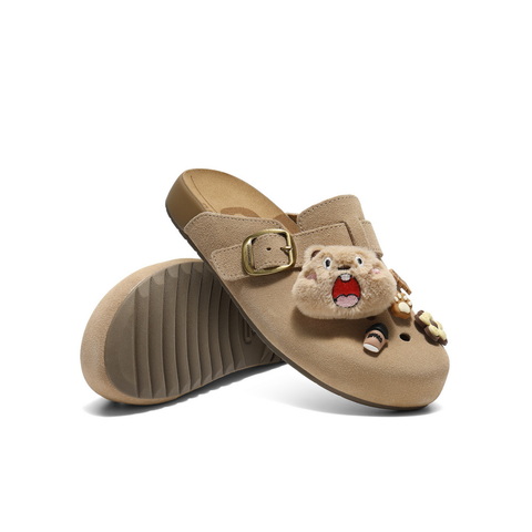 百丽卡通可爱勃肯鞋女2025夏新商场同款可拆卸饰扣包头拖E3J1DBH5