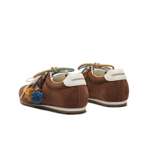 百丽时尚双鞋带阿甘鞋女2025秋新商场同款毛球薄底休闲鞋E2M1DCM5