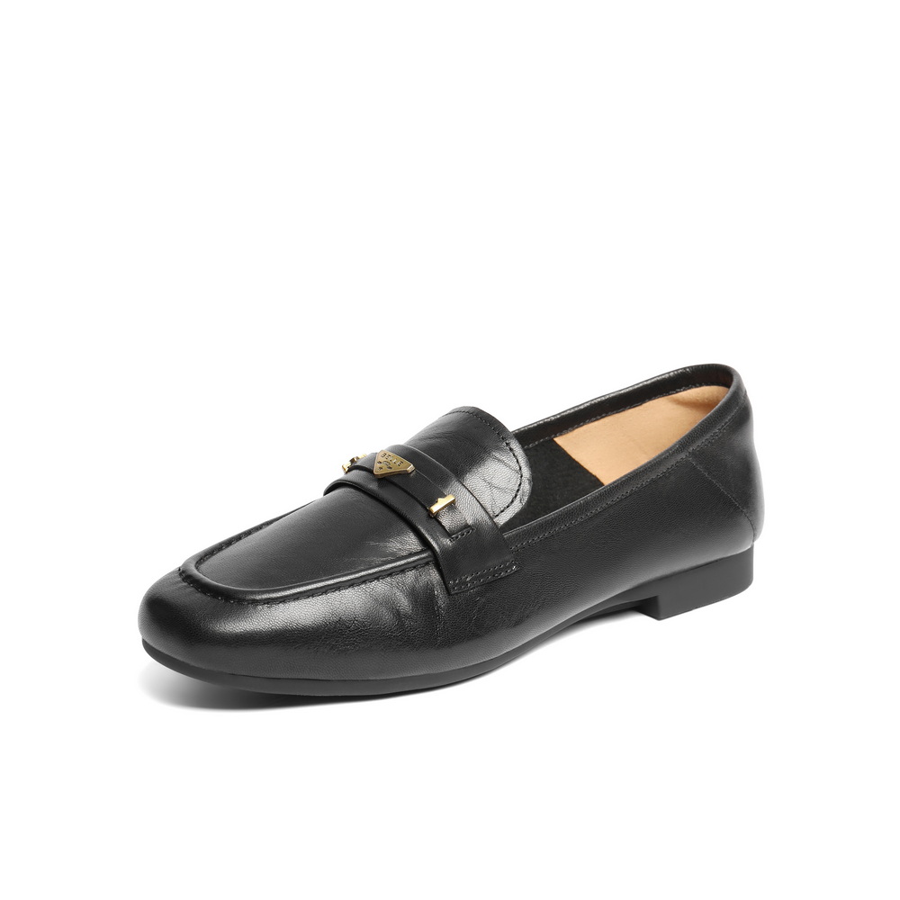 百丽秀气乐福鞋女2025秋新商场同款质感真皮通勤乐福鞋E3C1DCA5