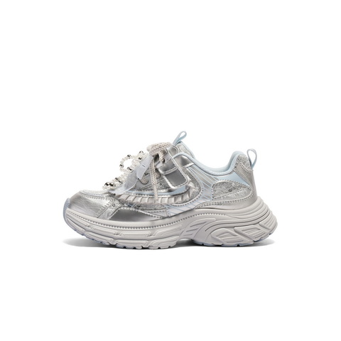 百丽潮酷撞色老爹鞋童2025秋新商场同款厚底蝴蝶结休闲鞋V7122C85