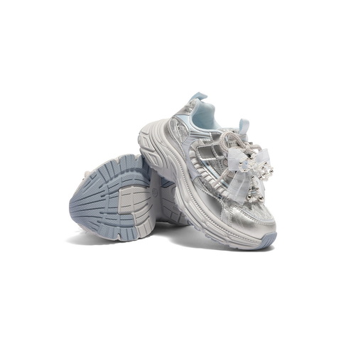 百丽潮酷撞色老爹鞋童2025秋新商场同款厚底蝴蝶结休闲鞋V7122C85