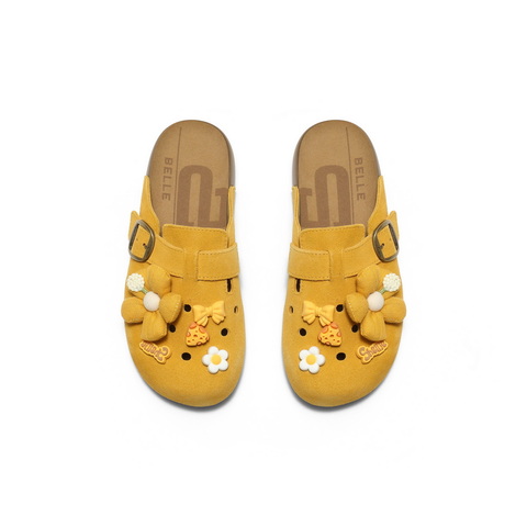 百丽卡通可爱勃肯鞋女2025夏新商场同款可拆卸饰扣包头拖E3J1DBH5