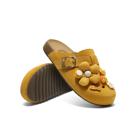 百丽卡通可爱勃肯鞋女2025夏新商场同款可拆卸饰扣包头拖E3J1DBH5