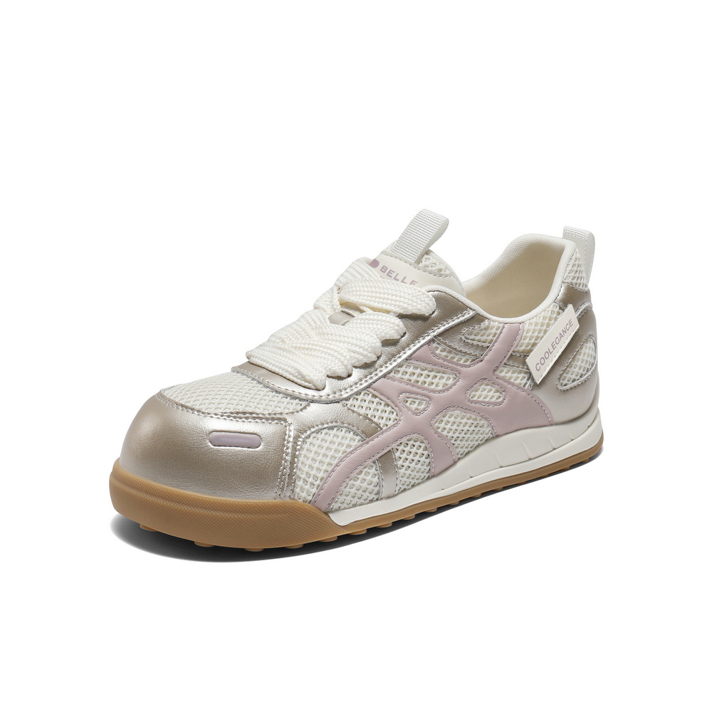 百丽撞色可爱圆头阿甘鞋女2025秋新透气网面薄底休闲鞋B2766CM5